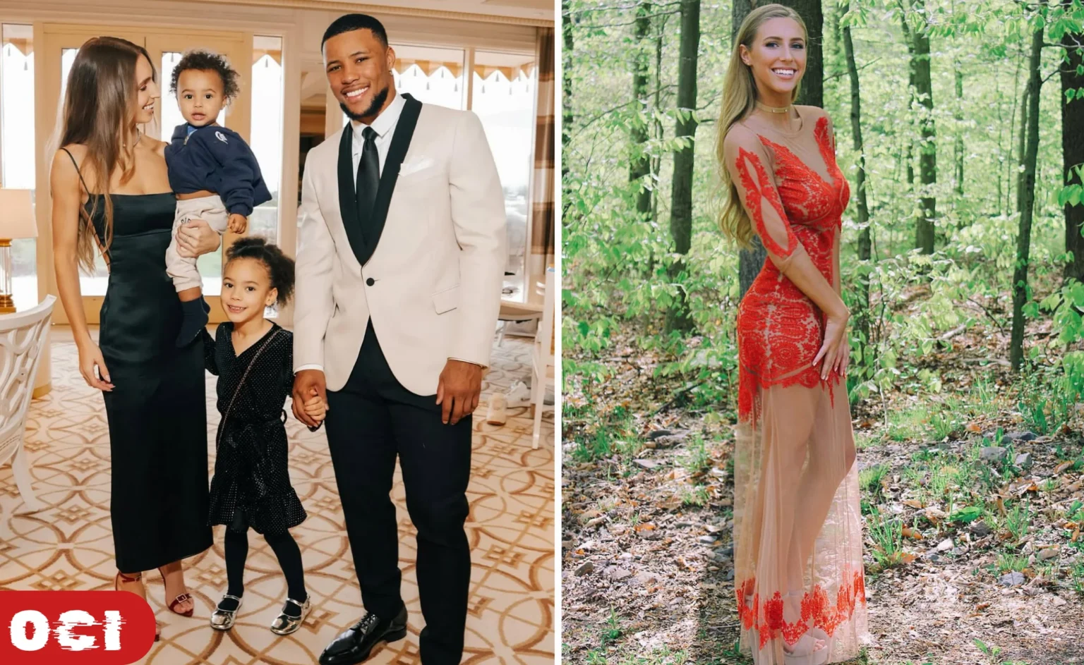 Saquon Barkley and his fiancée Anna Congdon attending a public event