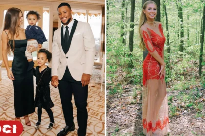 Saquon Barkley and his fiancée Anna Congdon attending a public event